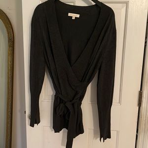 Etcetera Charcoal belted faux wrap sweater XL